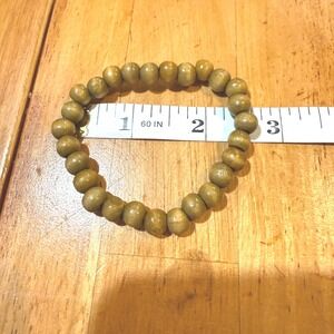 Handmade Olive Wood Bead Stretch Bracelet Natural Earthy Boho Unisex 8mm Beads